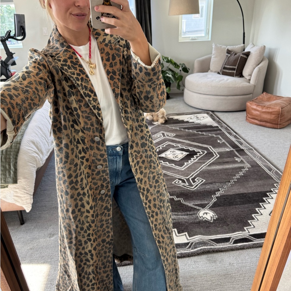 We The Free Leopard Denim Duster